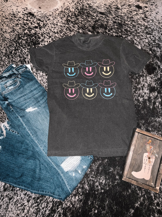 Happy neon cowboy tee