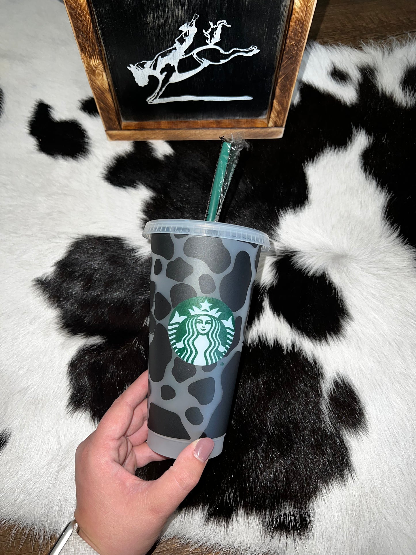 Black cowprint tumbler